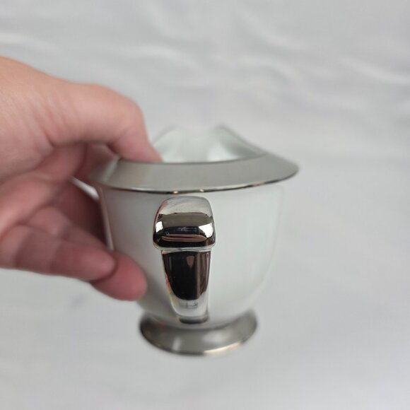 Sango Plantina Creamer White with Gray Band & Platinum Trim - Picture 12 of 14